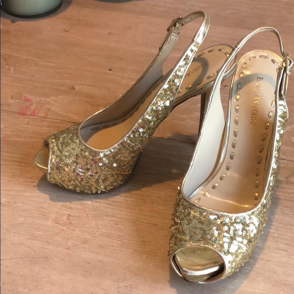 Enzo Angiolini Gold Sequin Heels